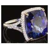 14kt Gold 16.71 ct Sapphire & Diamond Ring
