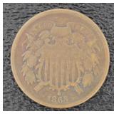 1865 Copper Two Cent Piece *Civil War