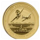 2016 Pear Harbor .999 Fine Gold WWII Coin