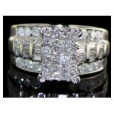 10kt Gold 2.00 ct Emerald Quad Cut Diamond Ring