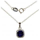 Cushion Cut Sapphire & White Topaz Necklace