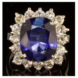 14kt White Gold 10.96 ct Sapphire & Diamond Ring
