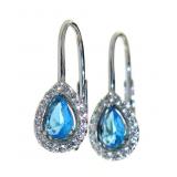 Beautiful Pear Cut Blue & White Topaz Earrings