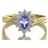 14kt Gold Natural Tanzanite & Diamond Ring