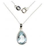 Pear Cut Natural Blue & White Topaz Necklace
