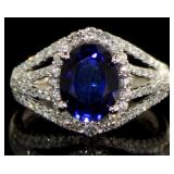 14K White Gold 3.22 ct Sapphire and Diamond Ring
