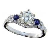 14kt Gold 1.48 ct Diamond & Sapphire Ring