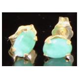 14kt Gold Natural Emerald Stud Earrings