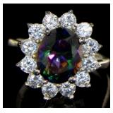 Beautiful Oval Mystic & White Topaz Ring
