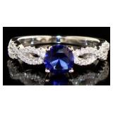 Round Sapphire & White Topaz Infinity Ring
