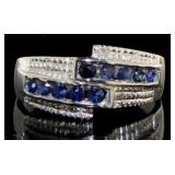 Genuine Sapphire & Diamond Antique Style Ring