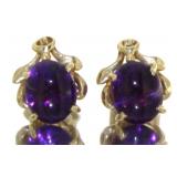 14kt Gold Natural Cabochon Amethyst Earrings