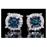 Brilliant 1.00 ct Blue-White Diamond Stud Earrings