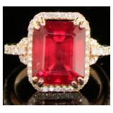 14kt Gold 9.92 ct Ruby & Diamond Ring