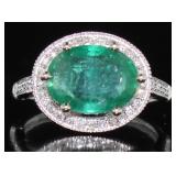 14kt Gold 3.44 ct Natural Emerald & Diamond Ring