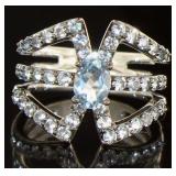 Natural 3.88 ct Blue Topaz Designer Ring
