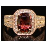 14K Rose Gold 2.18 ct Tourmaline and Diamond Ring