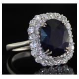 14kt Gold 8.41 ct Oval Sapphire & Diamond Ring