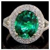 14kt Gold 5.63 ct Emerald & Diamond Ring