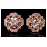 14K Gold 1.52 ct Morganite and Diamond Earrings