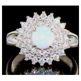 Gorgeous Opal & White Topaz Designer Ring