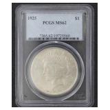 1925 Philadelphia MS62 Peace Silver Dollar