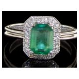 14kt Gold 1.72 ct  Emerald & Diamond Ring