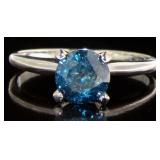 14kt Gold 1.00 ct Blue Diamond Solitaire Ring