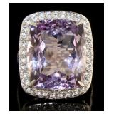 Cushion Cut 28.50 ct Natural Amethyst Ring