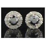 Natural 2.50 ct Black-White Diamond Stud Earrings