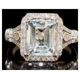 14kt Gold 3.75 ct  Aquamarine & Diamond Ring