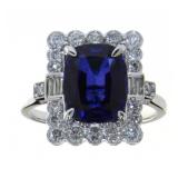 14K White Gold 4.60 ct Sapphire and Diamond Ring
