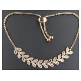 Beautiful Rose Toned White Sapphire Leaf Bracelet