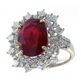18kt Gold 10.91 ct Oval Ruby & Diamond Ring