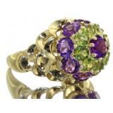 14kt Gold Natural Amethyst & Peridot Cocktail Ring