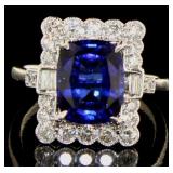 14kt Gold 4.44 ct Sapphire & Diamond Ring