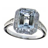 14kt Gold 3.01 ct  Aquamarine & Diamond Ring