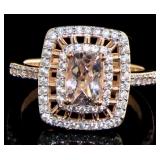 Oval Natural Morganite & Zircon Designer Ring