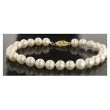 14kt Gold Natural 8mm Cultured Pearl 7" Bracelet