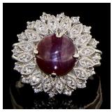 Natural Cabochon Star Amethyst Cocktail Ring