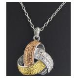 Tri-Toned Diamond Accent Designer Pendant