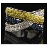 Genuine 1.25 ct Fancy Blue-Yellow Diamond Ring