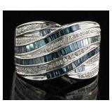 Brilliant 1.00 ct Fancy Blue Baguette Diamond Ring