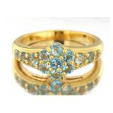 Genuine 1.00 ct Sky Blue Topaz Cluster Ring