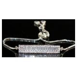 Baguette White Topaz Bar Bolo Bracelet