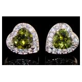 Brilliant Peridot & White Topaz Heart Stud Earring