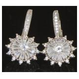 Stunning White Topaz Starburst Drop Earrings