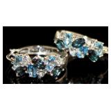 Stunning Blue, Swiss Blue & London Blue Topaz Hoop