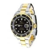 Mens Oyster Date Black-Gold Submariner Rolex Watch