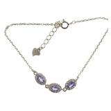 Genuine Tanzanite & White Topaz Bracelet